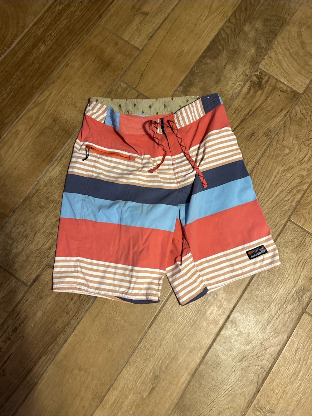 Patagonia Men’s Red, Blue and Navy Striped Board Shorts